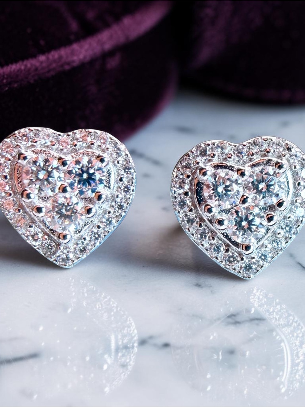 Moissanite Heart‑Shaped Earrings • Brand New • Brilliant Sparkle • Screw‑Back